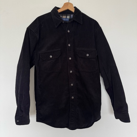 NEW Vintage World Island Corduroy Fleece Lined Shirt Jacket Mens Medium Black - Picture 1 of 11